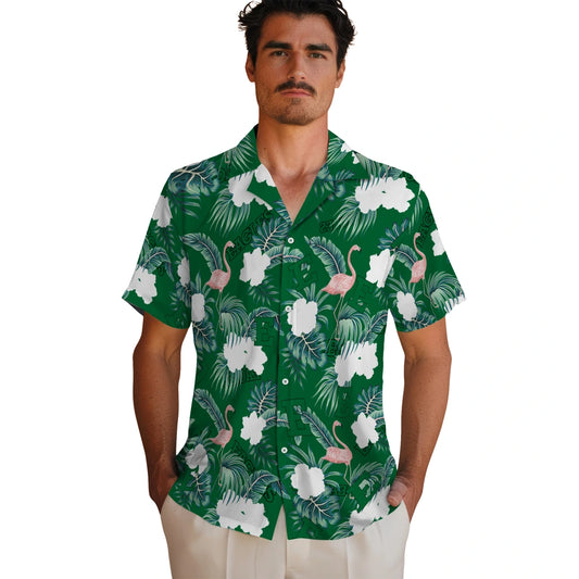 Eastern Michigan Eagles Hawaiian Shirt - Flamingo and Hibiscus | Moonbestprint
