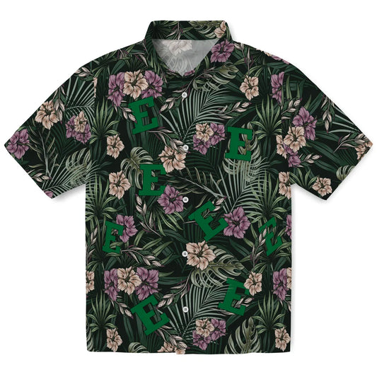 Eastern Michigan Eagles Hawaiian Shirt - Hibiscus Leaves Pattern | Moonbestprint