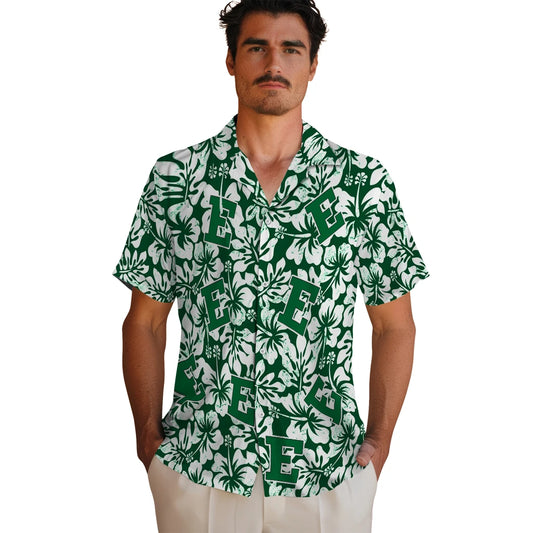 Eastern Michigan Eagles Hawaiian Shirt - Hibiscus Motif | Moonbestprint