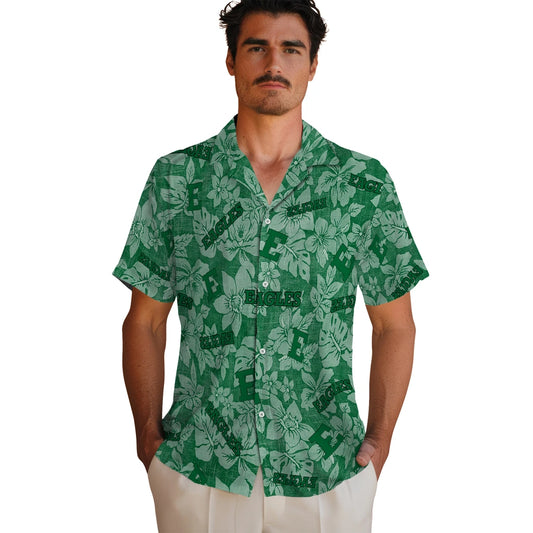 Eastern Michigan Eagles Hawaiian Shirt - Hibiscus Oasis | Moonbestprint