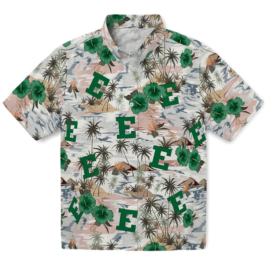 Eastern Michigan Eagles Hawaiian Shirt - Hibiscus Seaside | Moonbestprint