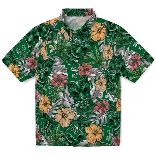 Eastern Michigan Eagles Hawaiian Shirt - Hibiscus Tiki Jungle | Moonbestprint