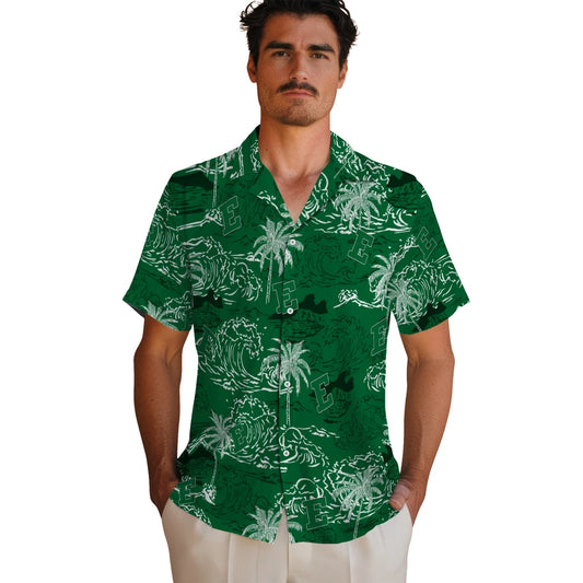 Eastern Michigan Eagles Hawaiian Shirt - Wave Palm | Moonbestprint
