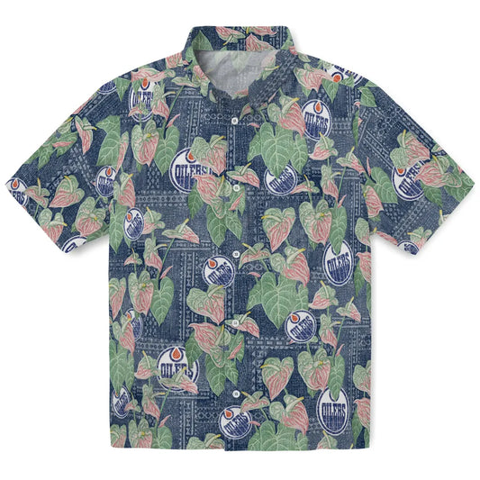 Edmonton Oilers Hawaiian Shirt - Anthurium Overlay | Moonbestprint