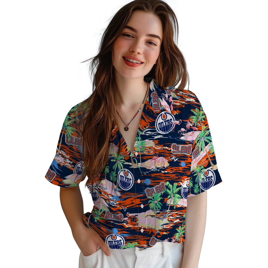 Edmonton Oilers Hawaiian Shirt - Hawaii Island | Moonbestprint