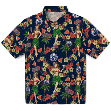 Edmonton Oilers Hawaiian Shirt - Hawaiian Girls Design | Moonbestprint