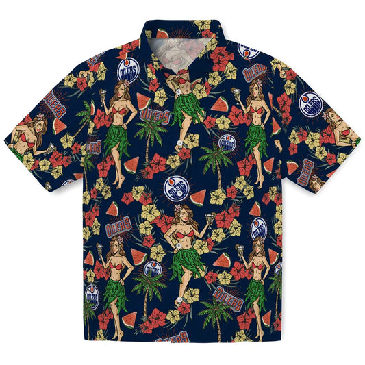 Edmonton Oilers Hawaiian Shirt - Hawaiian Girls Design | Moonbestprint