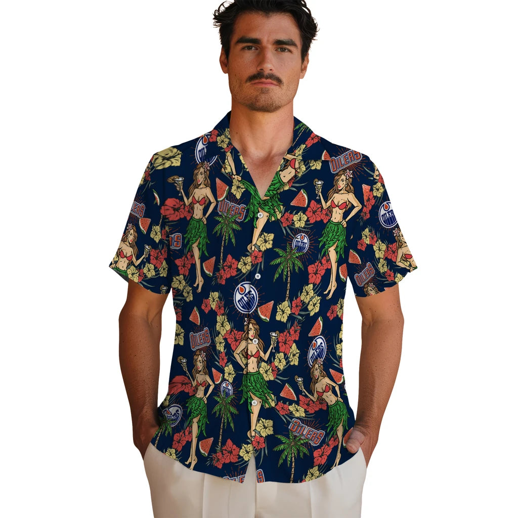 Edmonton Oilers Hawaiian Shirt - Hawaiian Girls Design | Moonbestprint