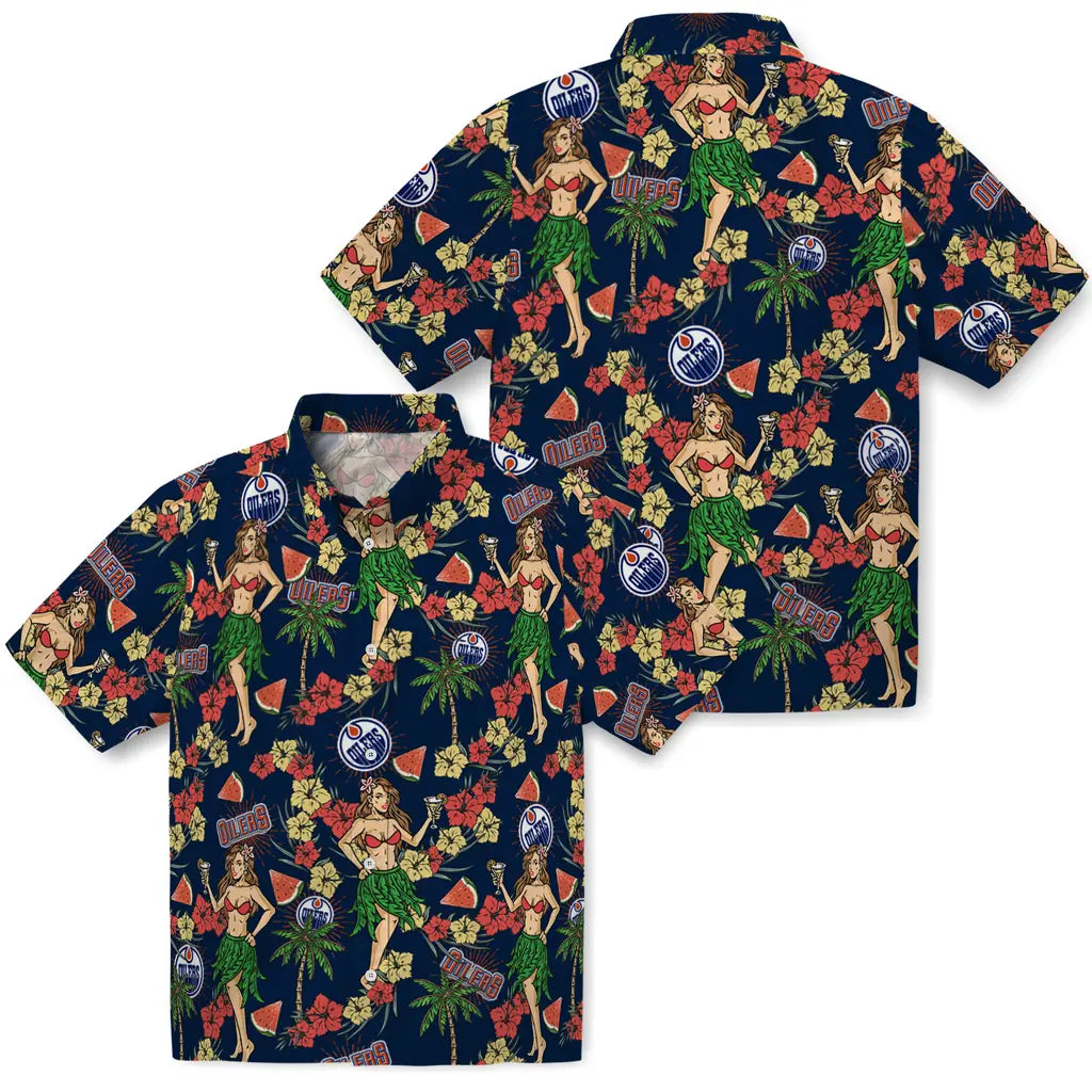 Edmonton Oilers Hawaiian Shirt - Hawaiian Girls Design | Moonbestprint