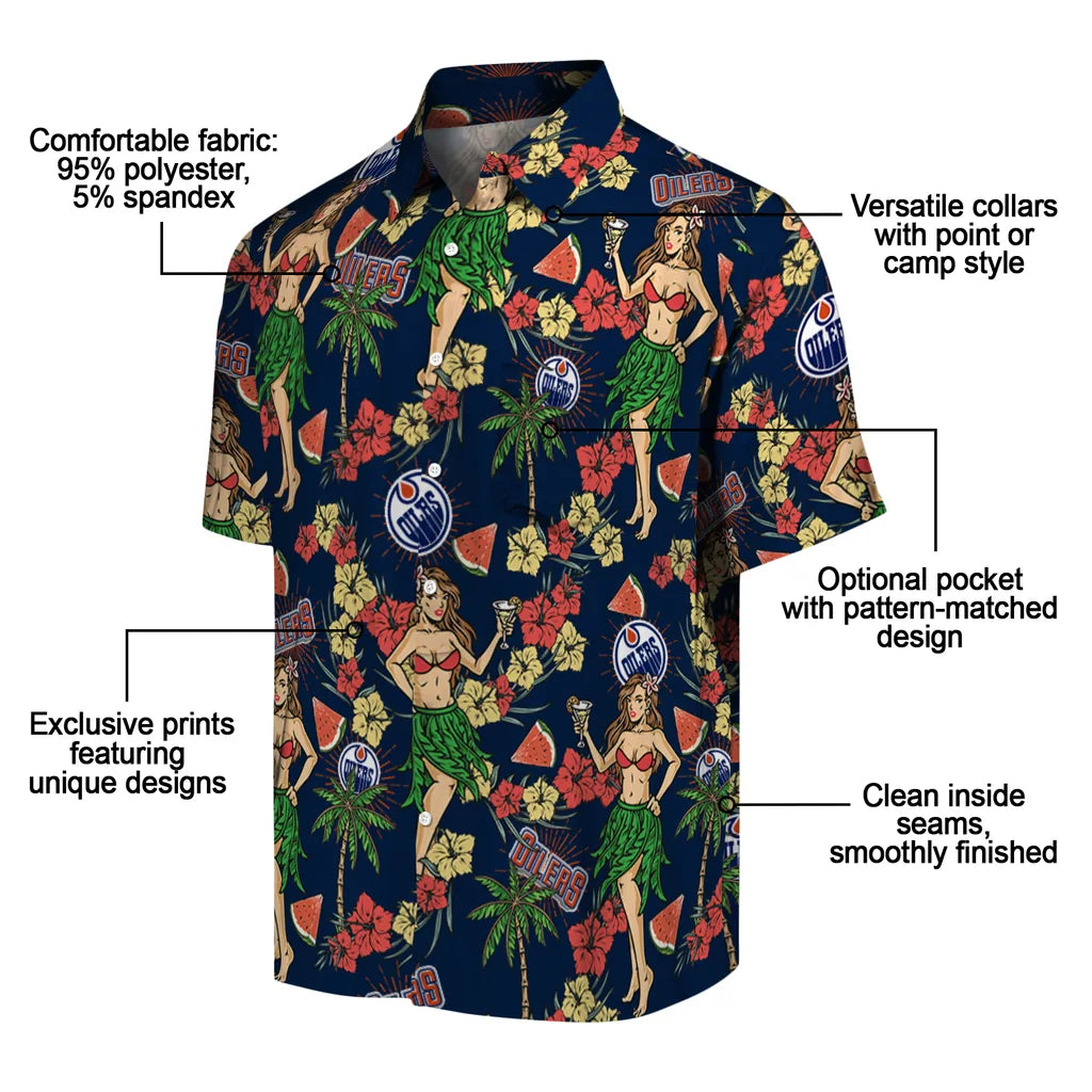 Edmonton Oilers Hawaiian Shirt - Hawaiian Girls Design | Moonbestprint