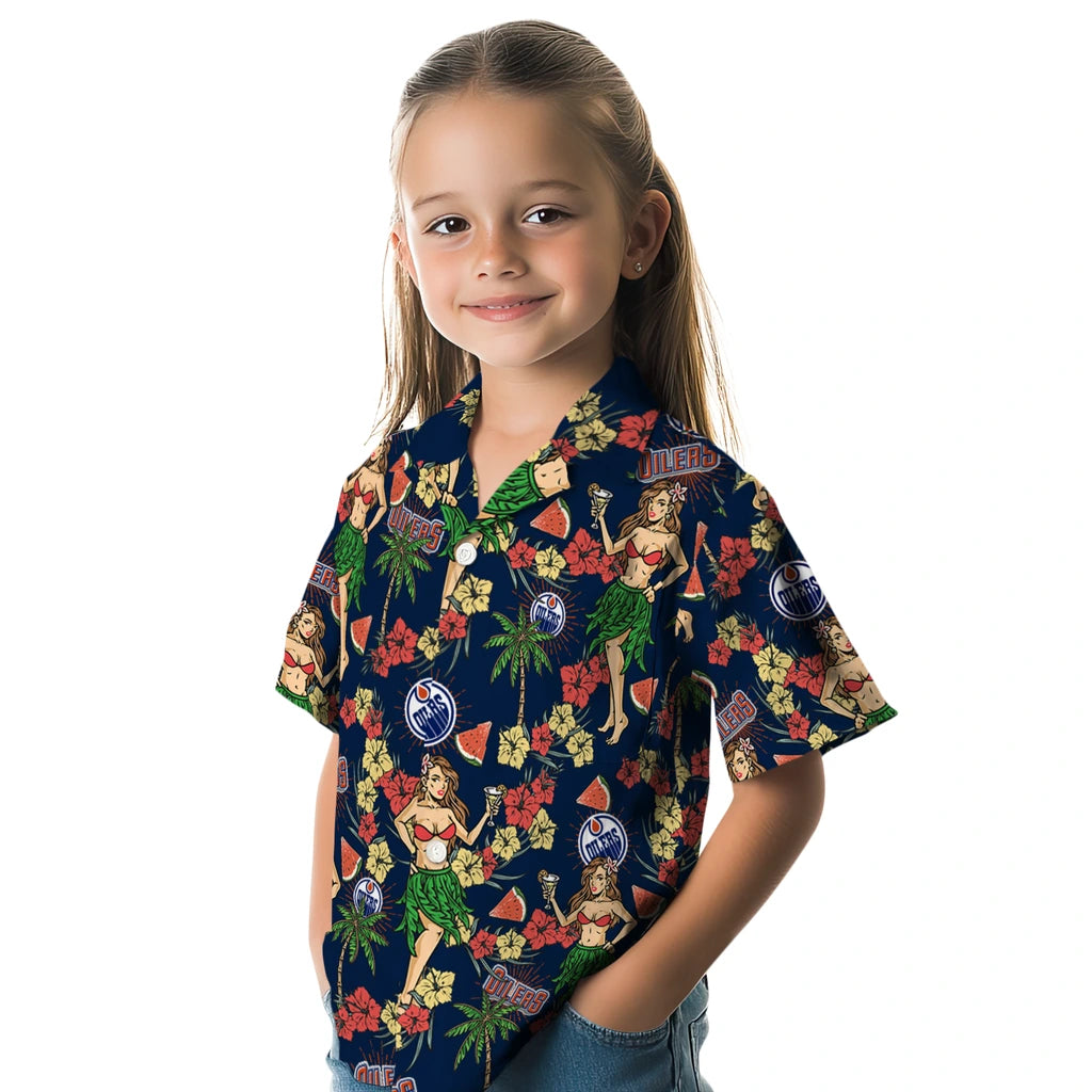Edmonton Oilers Hawaiian Shirt - Hawaiian Girls Design | Moonbestprint