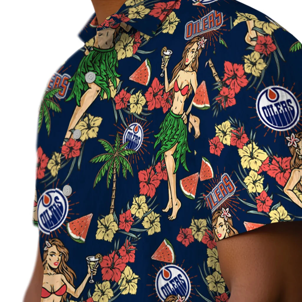 Edmonton Oilers Hawaiian Shirt - Hawaiian Girls Design | Moonbestprint