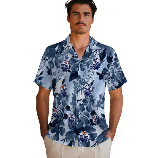 Edmonton Oilers Hawaiian Shirt - Hibiscus Arrangement | Moonbestprint