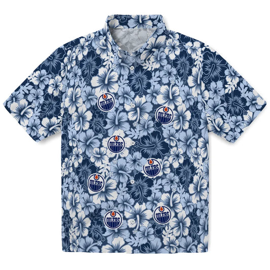 Edmonton Oilers Hawaiian Shirt - Hibiscus Blooms | Moonbestprint