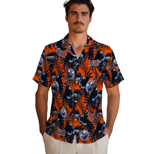 Edmonton Oilers Hawaiian Shirt - Hibiscus Exotic | Moonbestprint