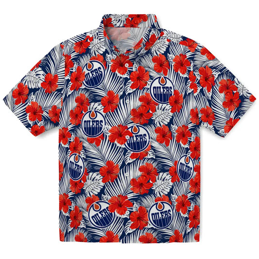 Edmonton Oilers Hawaiian Shirt - Hibiscus Fiesta | Moonbestprint