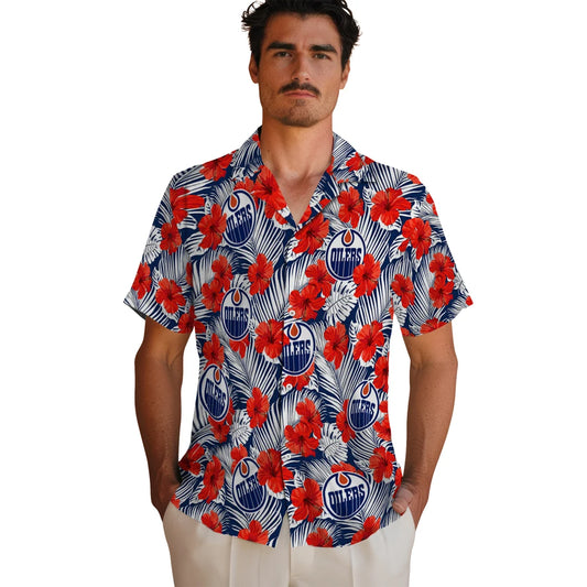 Edmonton Oilers Hawaiian Shirt - Hibiscus Fiesta | Moonbestprint