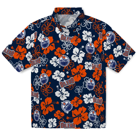 Edmonton Oilers Hawaiian Shirt - Hibiscus Flower Design | Moonbestprint