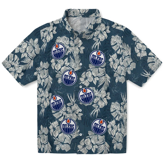 Edmonton Oilers Hawaiian Shirt - Hibiscus Flowers | Moonbestprint