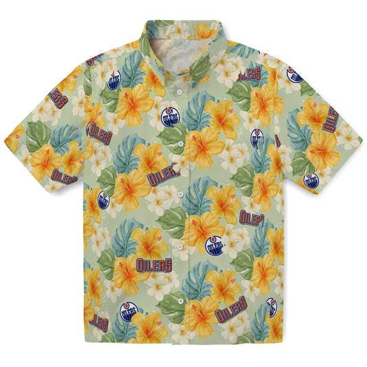 Edmonton Oilers Hawaiian Shirt - Hibiscus Mood | Moonbestprint