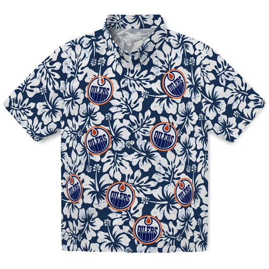 Edmonton Oilers Hawaiian Shirt - Hibiscus Motif | Moonbestprint