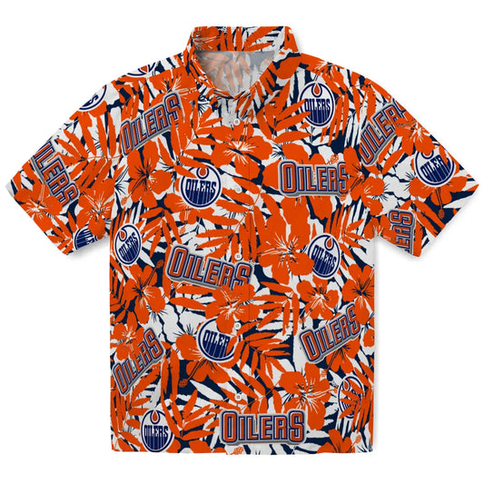 Edmonton Oilers Hawaiian Shirt - Hibiscus Overlay | Moonbestprint