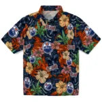 Edmonton Oilers Hawaiian Shirt - Hibiscus Tiki Jungle | Moonbestprint