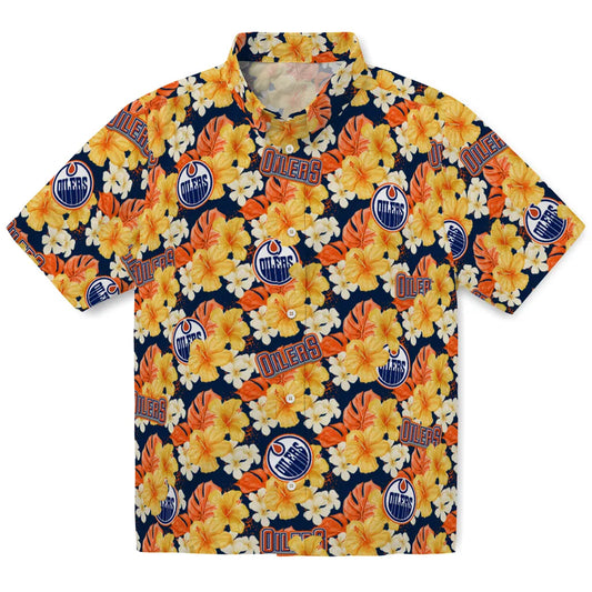 Edmonton Oilers Hawaiian Shirt - Hibiscus Tropics | Moonbestprint