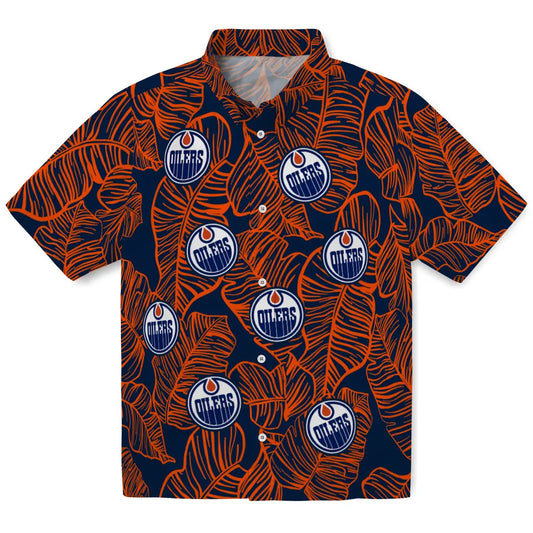 Edmonton Oilers Hawaiian Shirt - Leaf Outline | Moonbestprint