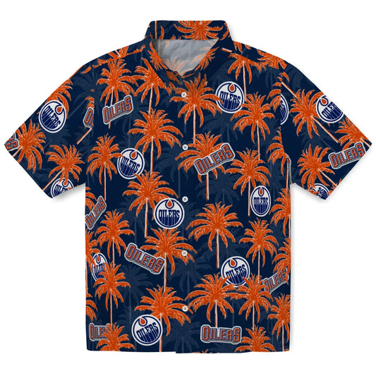 Edmonton Oilers Hawaiian Shirt - Palm Tree Motif | Moonbestprint