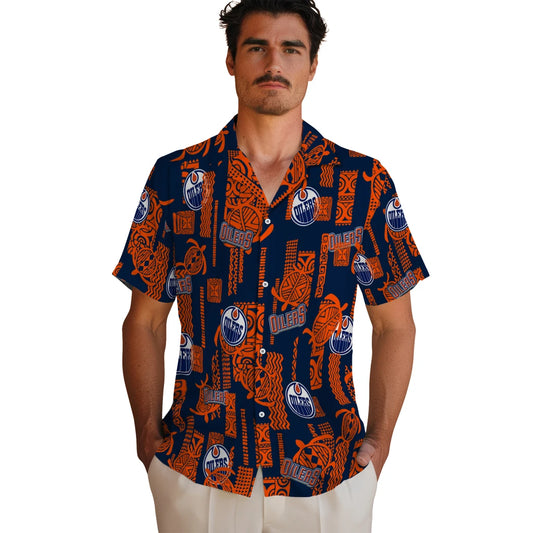 Edmonton Oilers Hawaiian Shirt - Turtle Lines | Moonbestprint