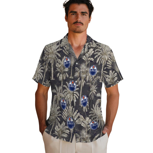 Edmonton Oilers Hawaiian Shirt - Vintage Palm Tree | Moonbestprint