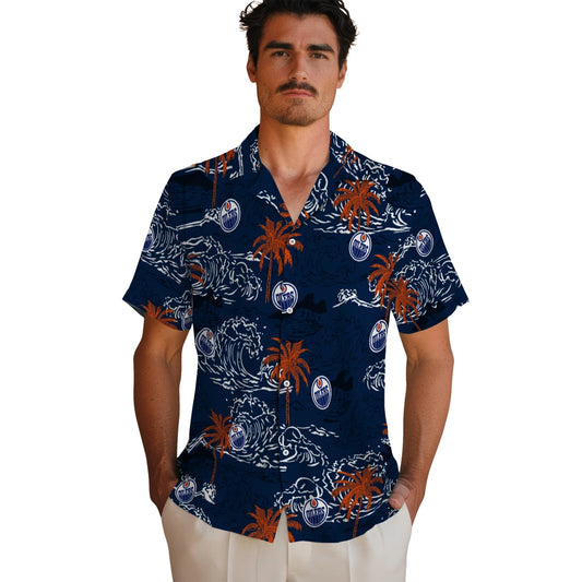 Edmonton Oilers Hawaiian Shirt - Wave Palm | Moonbestprint