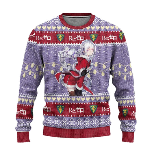 Emilia Anime Ugly Christmas Sweater Custom Re Zero Xmas Gift ? Usalast