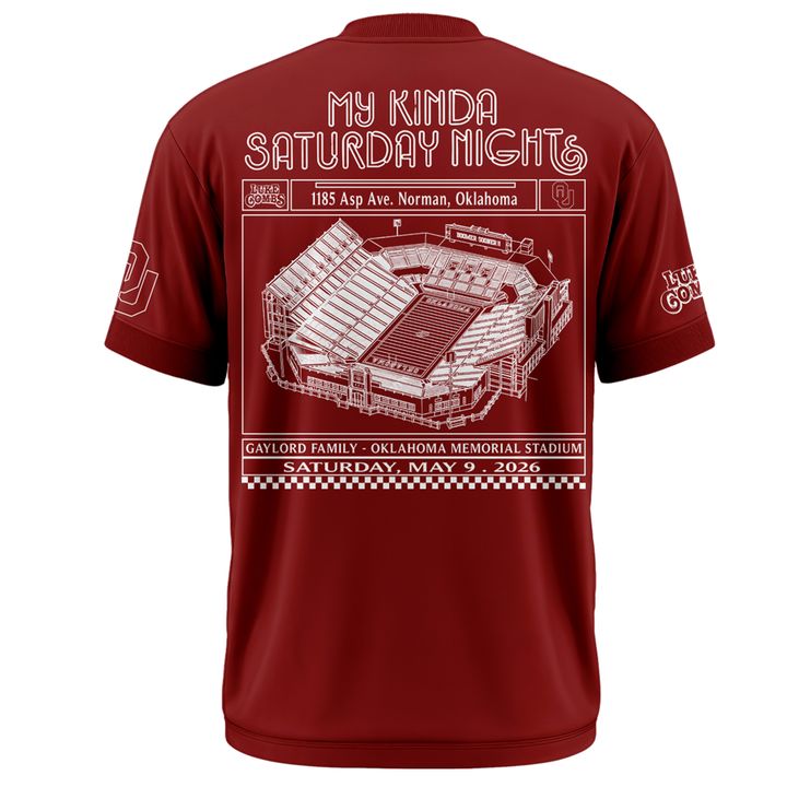 Exclusive Edition Red T-Shirt - Luke Combs x Oklahoma Sooners at Gaylord Family - Oklahoma Memorial Stadium | YR51 Moonbestprint