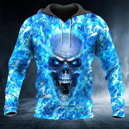 Face Ice Skull 3D All Over Print Hoodie -Moonbestprint