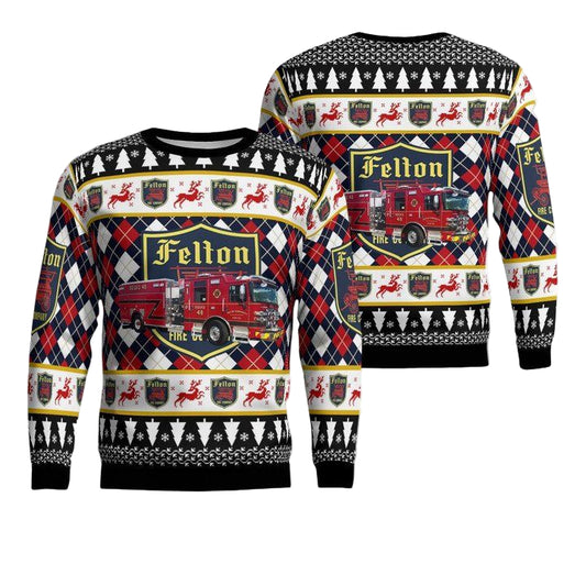 Felton Delaware Felton Community Fire Company Squad 48 Christmas Sweater 3D ? 7F21 ? Usalast