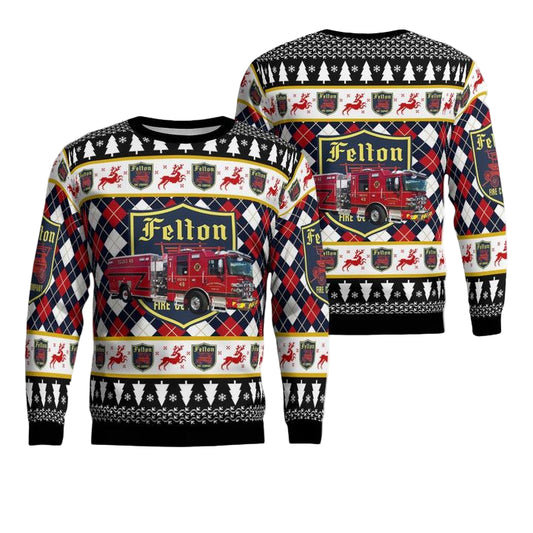 Felton Delaware Felton Community Fire Company Squad 48 Christmas Sweater 3D ? Usalast