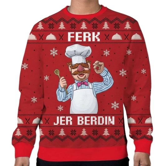 Ferk Jerberdin Chef Swedish Movie 80s 3d Ugly Christmas Sweater ? Usalast
