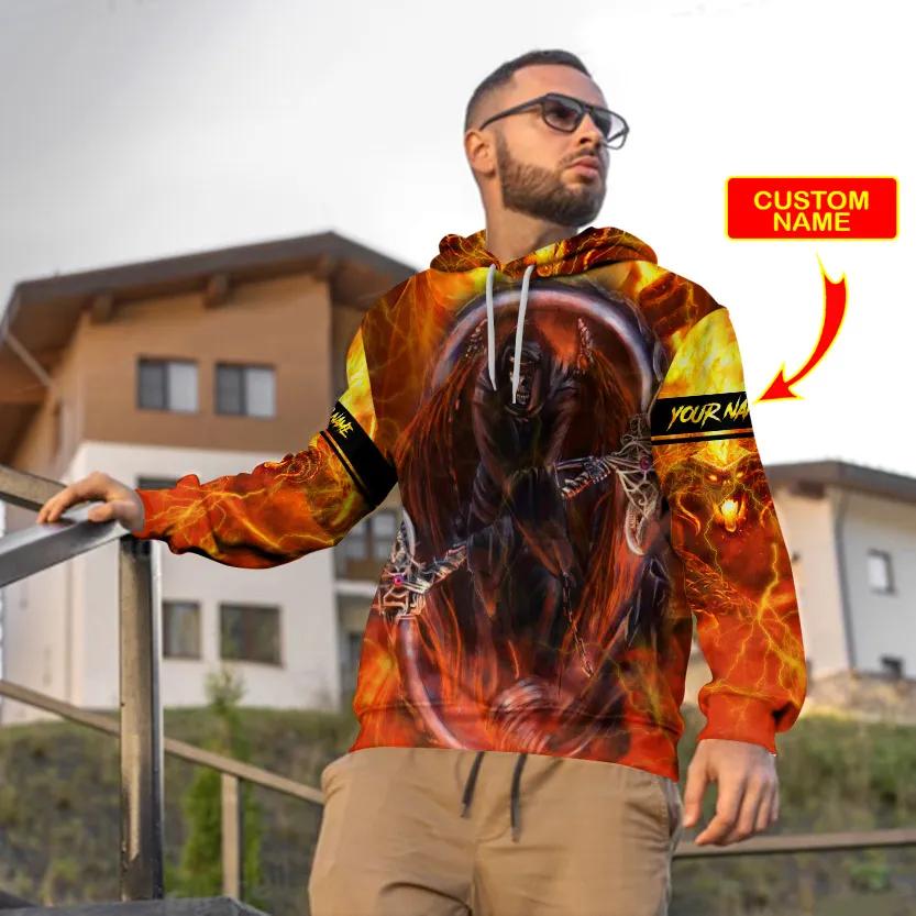 Fire Ghost Skull Custom 3D All Over Print Hoodie -Moonbestprint