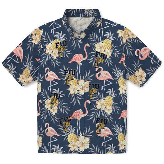 FIU Panthers Hawaiian Shirt - Flamingo Hibiscus | Moonbestprint