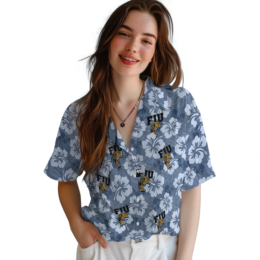 FIU Panthers Hawaiian Shirt - Hibiscus Cluster | Moonbestprint
