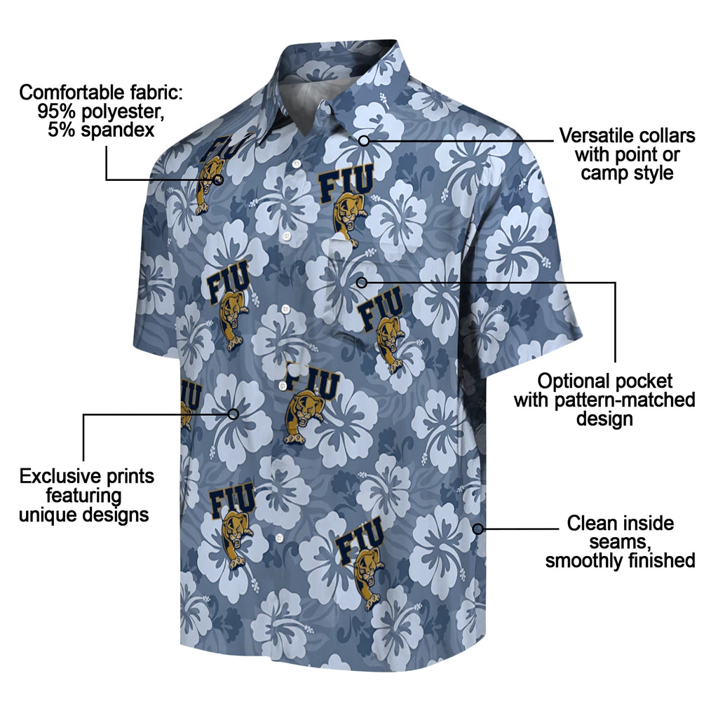 FIU Panthers Hawaiian Shirt - Hibiscus Cluster | Moonbestprint