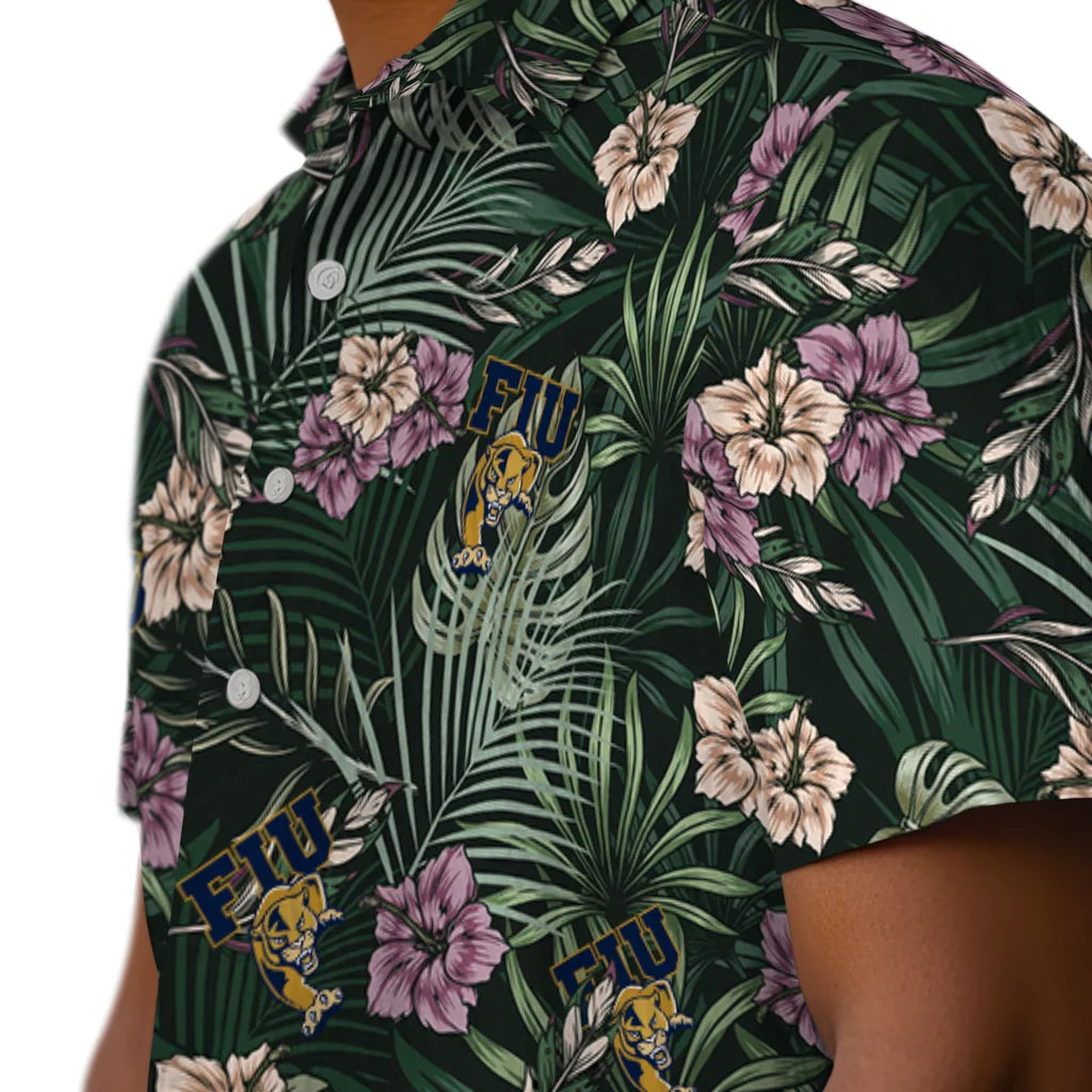 FIU Panthers Hawaiian Shirt - Hibiscus Leaves Pattern | Moonbestprint