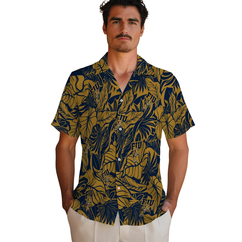 FIU Panthers Hawaiian Shirt - Monstera Layer | Moonbestprint