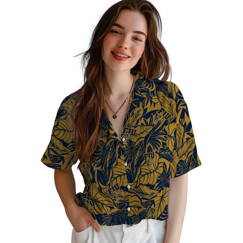 FIU Panthers Hawaiian Shirt - Monstera Layer | Moonbestprint