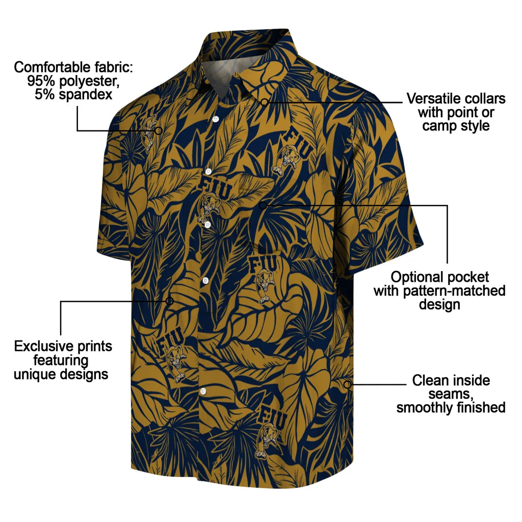 FIU Panthers Hawaiian Shirt - Monstera Layer | Moonbestprint