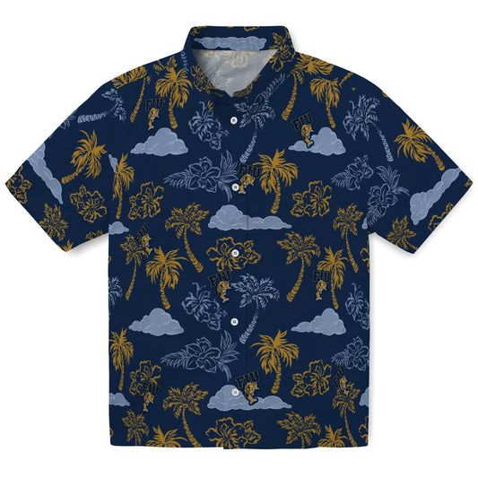 FIU Panthers Hawaiian Shirt - Palm And Clouds | Moonbestprint