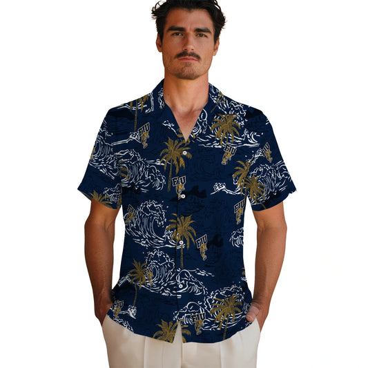 FIU Panthers Hawaiian Shirt - Wave Palm | Moonbestprint