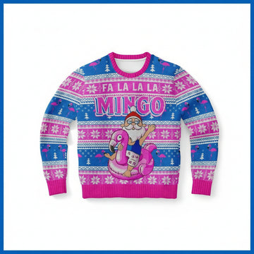 Flamingo Xmas Santa Bird Camping 3d Ugly Christmas Sweater ? Usalast